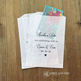 Wedding lotto ticket favor bags, slide a scratch off ticket in and see who wins.   Each is personalized for the bride and groom including wedding date.