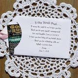 Personalized unique bridal shower favors, printed on white card stock envelopes with ribbon attached. Ribbon is included, your choice of color. Slide a lottery ticket in to see who goes home the winner.