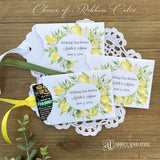 Our lemon wedding guest favors will be perfect for match Mediterranean theme wedding.  Printed on white card stock envelopes and adorned with lemons and a ribbon which comes attached.  These are personalized for your special day.  Slide a lotto ticket in for a fun favor for your guests.