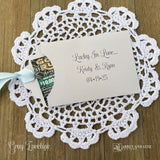 Wedding Lottery Ticket Envelopes Personalized, lucky in love  printed on each, slide a lotto ticket in for a fun and easy wedding favor. Personalized for the bride and groom, your choice of envelope and ribbon color.