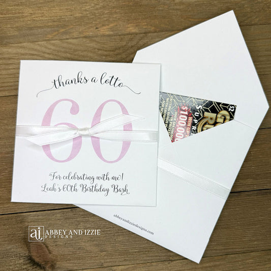 Reveal the fun with our Scratch Card Birthday Party Favors—interactive keepsakes that delight guests of all ages. Enclose a scratch card inside these beautiful envelopes, perfect for adding an extra layer of excitement to your celebration. Ideal for birthday parties, these customizable favors let you personalize for the guest of honor. Constructed from durable white cardstock, shipped to you assembled and ready for your event. Your choice of number and ribbon color, customize for any birthday.