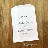 Our personalized wedding scratch off holders are ready to slide a instant lottery ticket in for a fun and memorable wedding favor.  Each is printed with 'Wishing you a lotto love' with the bride and grooms names and wedding date.