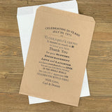 Anniversary Favor Bags Personalized for the honorees.  Your choice of brown or white bags, printed with a sweet thank you to your guests.
