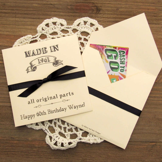 Vintage Birthday Party Favors , slide a lotto ticket in for a fun ice breaker. Your choice of envelope and ribbon color which comes attached.