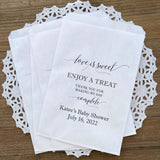 Baby Shower Candy Cookie Bags personalzied for the Mother to be!  Printed on white bags, large bags that can be used for a candy buffet.