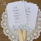 Baby Shower Favor Fans personalized for the Mom to be.  Printed with 'Oh Baby' with greenery.