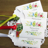 Personalized Floral Wedding Guest Favors Printed on white cardstock these small envelopes are the perfect size for a scratch off lotto.  Your choice of ribbon color.