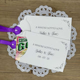 A whole lotto love wedding lottery favors, personalized for the bride and groom.  Slide a lotto ticket in for a fun wedding favors, see which guest wins big.