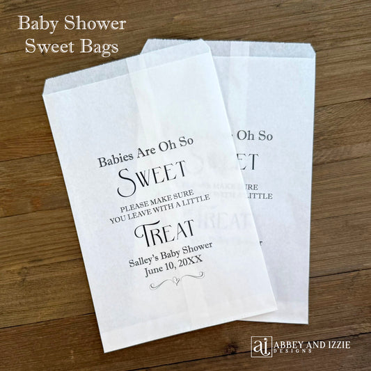 Personalized Baby Shower Candy Bags, 'Babies are oh so Sweet' make sure your guests leave with a treat.  