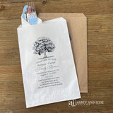 Family reunion bags personalized with family name, reunion place, date and sweet poem.  Silverware bags or utensil bags for your family reunion