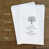 Family Reunion Bags Utensil Bags, personalized for the event with family name, date and sweet poem.  Large bags for utensil bags, candy, cookies.  