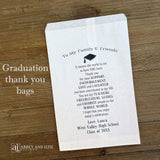 Personalized Graduation Favor Bags, A sweet saying to tell your family and friends how much they mean to you. Bags are roomy, fill them with treats, cookies, candy or use for utensil bags.