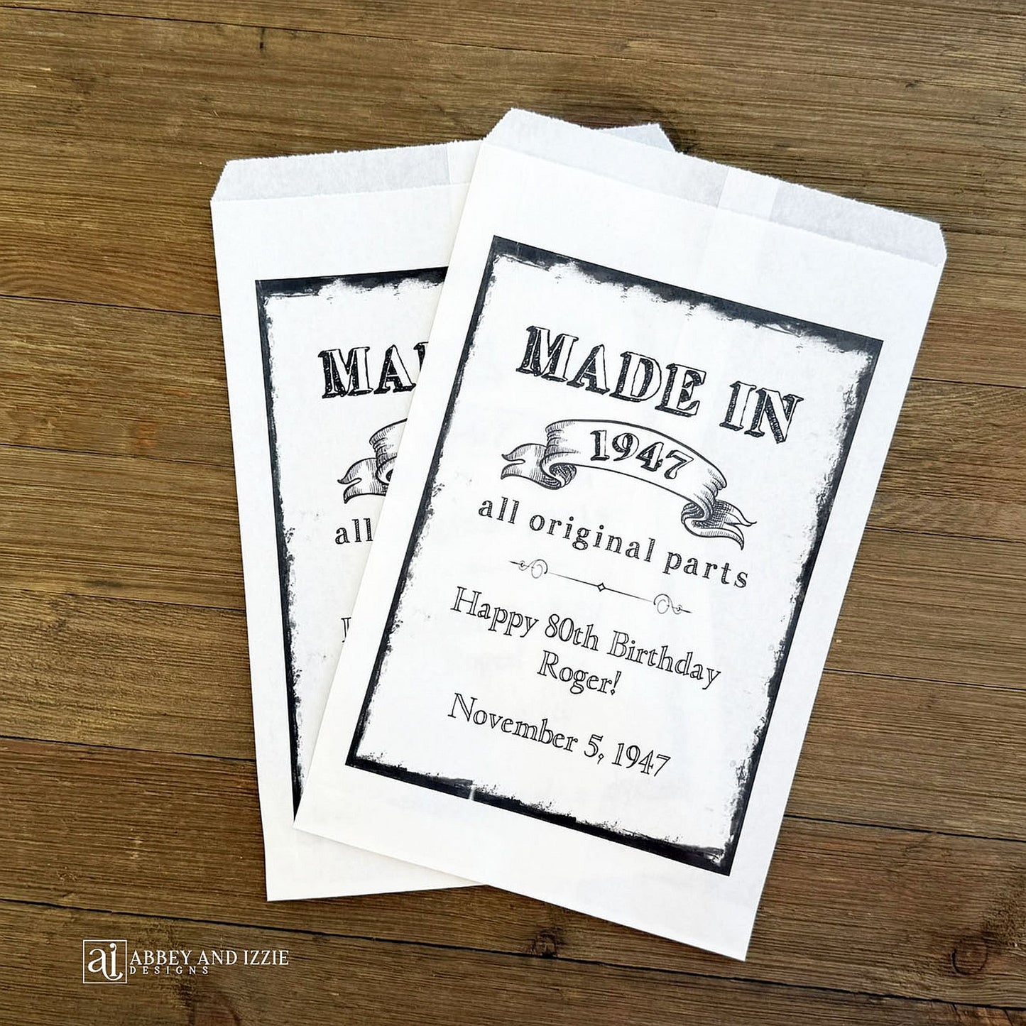  Adult Birthday Party Favor Bags Vintage, Birthday cookie bags, candy bags, popcorn bags fill them with goodies.