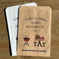 Summer barbecue favor bags, persfect for goodie, cookies, peanuts or even utensil bags.  Our personalized favor bags will be a fun addition to your annual summer party.