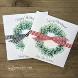 Perfect for holiday gatherings, these personalized gift envelopes add a thoughtful touch for guests, friends or customers. Each 5" × 5" envelope is printed on premium white card stock and arrives fully assembled with ribbon attached ready to slide a lottery ticket or gift card inside. Customize with "Merry Christmas" or "Happy Holidays" and personalize with names or business, your choice of red checked or black checked ribbon.