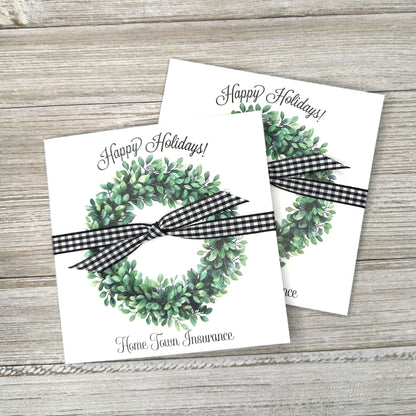 Perfect for holiday gatherings, these personalized gift envelopes add a thoughtful touch for guests, friends or customers. Each 5" × 5" envelope is printed on premium white card stock and arrives fully assembled with ribbon attached ready to slide a lottery ticket or gift card inside. Customize with "Merry Christmas" or "Happy Holidays" and personalize with names or business, your choice of red checked or black checked ribbon.