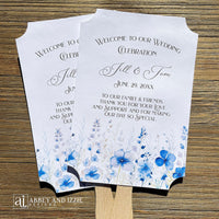 Dusty Blue Wedding Fans