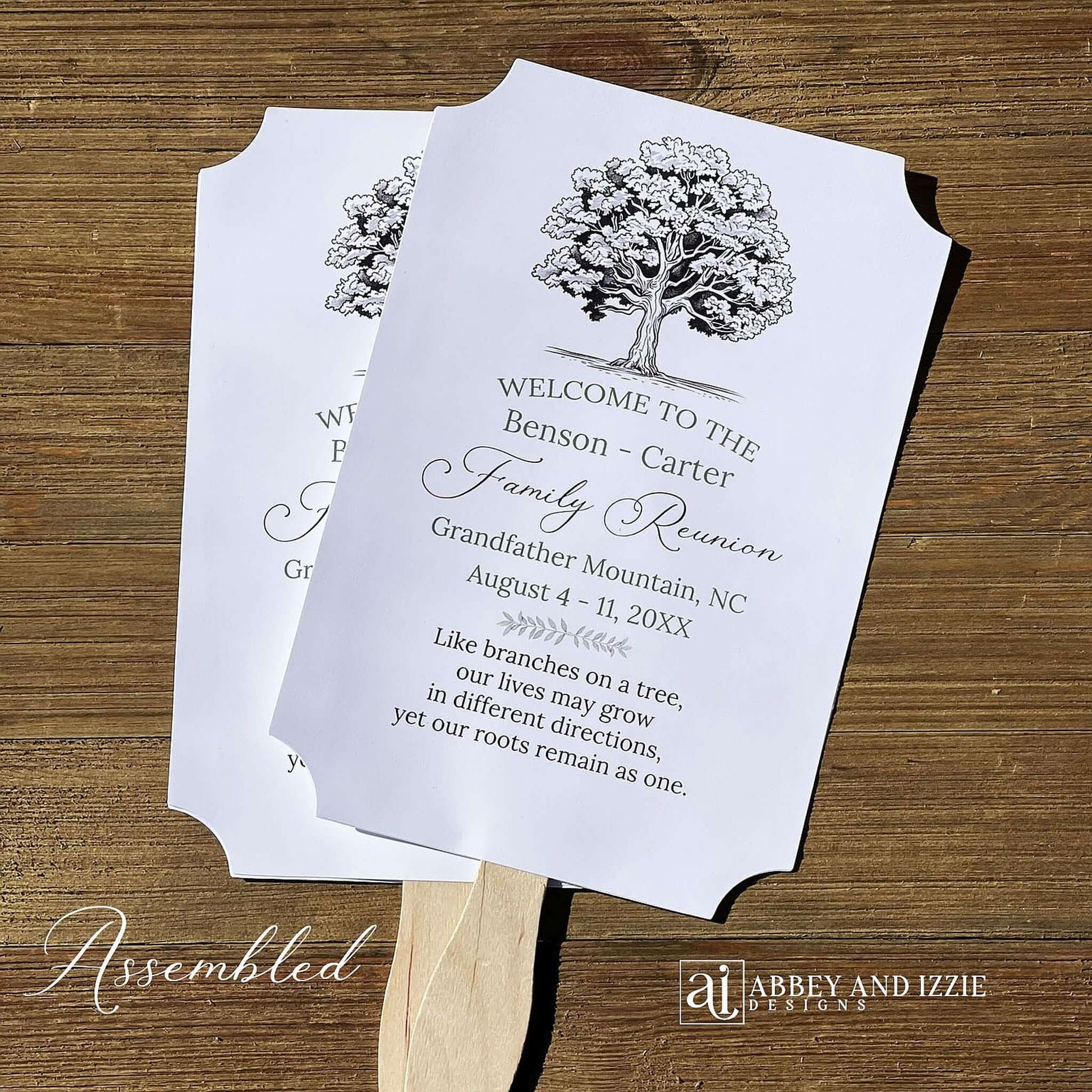 Personalized Family Reunion Keepsake Fans are a thoughtful and practical way to keep your loved ones cool and comfortable during your family reunion. The fans feature a personalized design and message, making them a unique and memorable keepsake for your family to cherish for years to come.