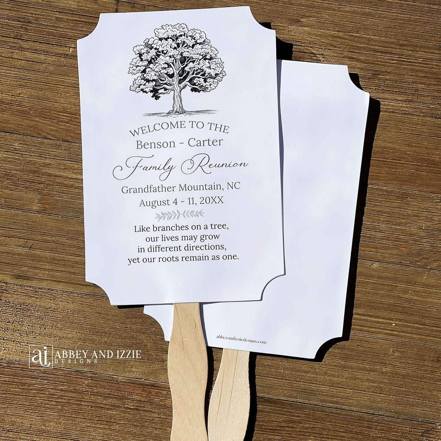 Personalized Family Reunion Keepsake Fans are a thoughtful and practical way to keep your loved ones cool and comfortable during your family reunion. The fans feature a personalized design and message, making them a unique and memorable keepsake for your family to cherish for years to come.
