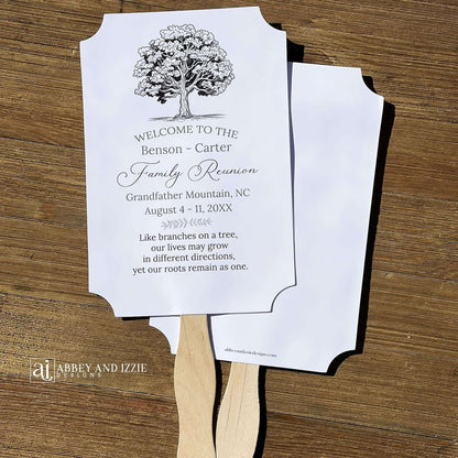 Personalized Family Reunion Keepsake Fans are a thoughtful and practical way to keep your loved ones cool and comfortable during your family reunion. The fans feature a personalized design and message, making them a unique and memorable keepsake for your family to cherish for years to come.