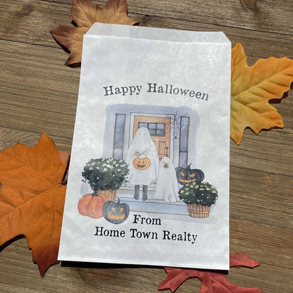  Fill these adorable Halloween Candy Bags Personalized to the brim for trick or treat or trunk or treat.  Personalzied candy bags that can be used for business promotion at Halloween.  