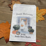 Fill these adorable Halloween candy bags to the brim for trick or treat or trunk or treat.  Personalzied candy bags that can be used for business promotion at Halloween.  
