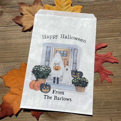 Fill these adorable Halloween Candy Bags Personalized to the brim for trick or treat or trunk or treat.  Personalzied candy bags that can be used for business promotion at Halloween.  