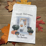 Fill these adorable Halloween candy bags to the brim for trick or treat or trunk or treat.  Personalzied candy bags that can be used for business promotion at Halloween.  
