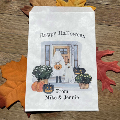 Fill these adorable Halloween Candy Bags Personalized to the brim for trick or treat or trunk or treat.  Personalzied candy bags that can be used for business promotion at Halloween.  