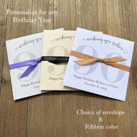 Lottery ticket birthday party favors, personalized envelopes , slide a scratch off lotto in to see which guest wins big. Your choice of ribbon color which comes attached. Your choice of envelope color.