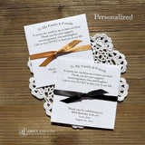 Our Personalized Adult Birthday Party Favors, lottery ticket envelopes will be the hit at your party.  Personalized for the guest of honor with a sweet message to the guests and thanking them for celebrating with you.  Printed on white card stock, your choice of ribbon color which comes attached.  