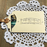 Fun and unique adult birthday party favors. Printed on card stock envelopes your choice of colors. Personalized for the guest of honor, slide a scratch off lotto ticket in and see who wins big. Fun favors to excite your guests.