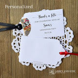 Thanks a Lotto Graduation Party Favors,  Printed on white card stock, your choice of ribbon color to match your party theme.  Slide a lotto ticket in these cute envelopes to see who wins.