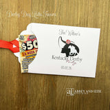 Scratch off Favors For Kentucky Derby, slide a lotto ticket in these adorable envelops.  White envelopes tht are personalized for your event, red ribbon which comes attached.  