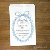 Something Blue Before I Do Bridal Shower Favor Bags, Celebrate your bridal shower with personalized favor bags that set the perfect tone.  Always a popular theme for a bridal shower these are sure to impress your guests. Personalized for the bride to be, fill these with sweet treats or what ever you wish.  Great for candy buffets or the always fun cookie bars.