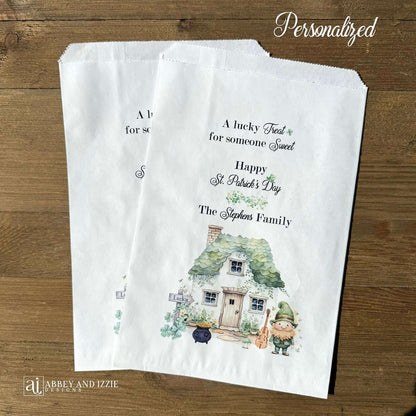 Make your event unforgettable with our expertly crafted St. Patrick's Day party favor bags personalized just for you. Designed with authentic holiday aesthetics, these bags serve as the perfect vessel for distributing gifts and treats to your guests. Whether you're planning an intimate celebration or a large-scale event, these favor bags demonstrate your commitment to quality and attention to detail. These are perfect for a St. Patrick's Day promotion with your company name printed.  