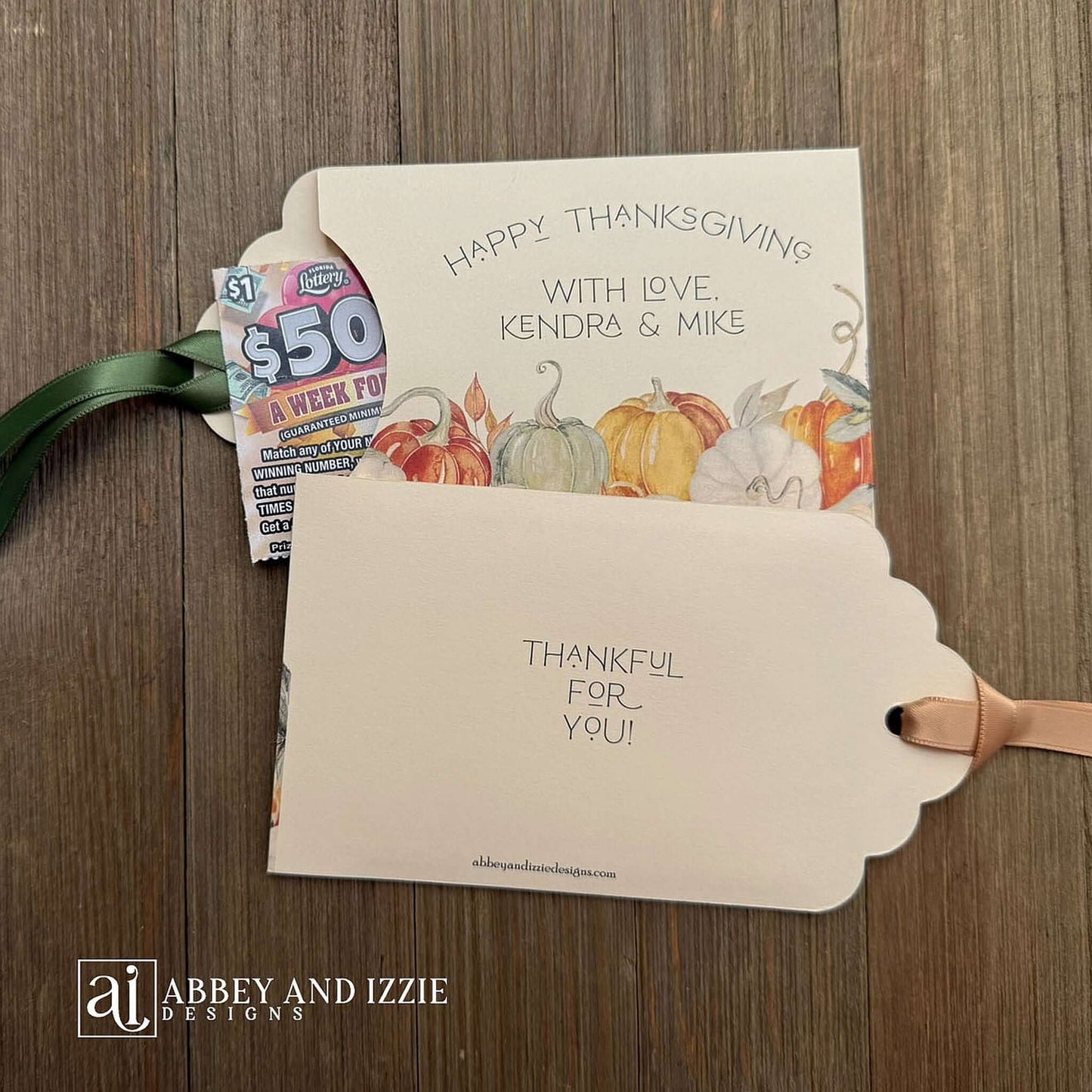 Personalized Thanksgiving Table Favors ship assembled and ready for the day.  Printed on ivory cardstock with fall accents and gold or moss green ribbon which comes attahced.  These Thanksgiving Dinner Favors are sure to add some fun to the Holiday.