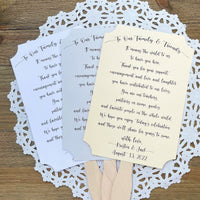 Wedding Fans Personalized with this sweet saying telling your guests how much they mean to you.  Personalized fans for the bride and groom and shipped to you assembled.  