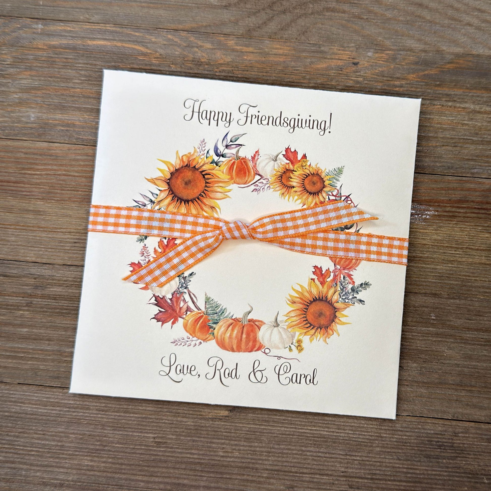 Perfect for your Friendsgiving gathering, these custom Thanksgiving guest favors add a personal touch to your celebration. Customize with your name(s) to thank your guests for sharing the holiday with you.