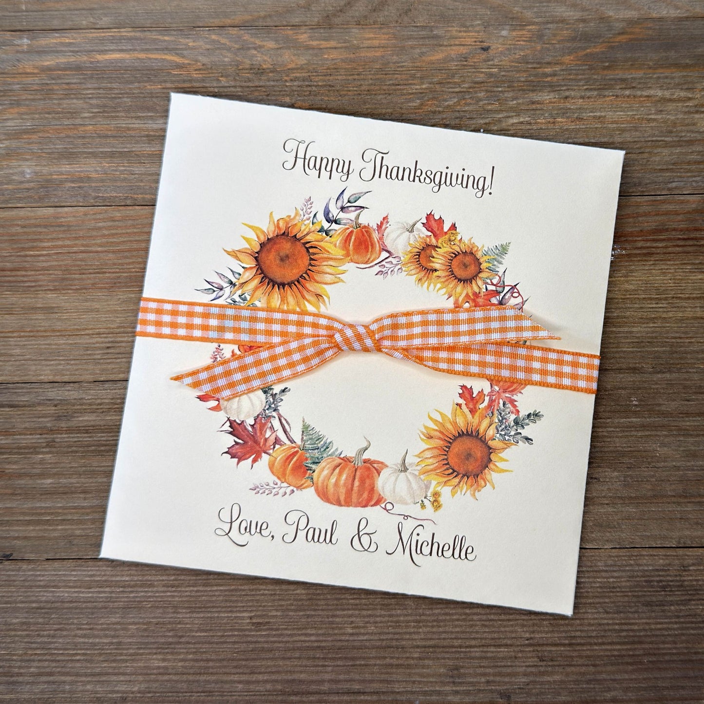 Perfect for your Friendsgiving gathering, these custom Thanksgiving guest favors add a personal touch to your celebration. Customize with your name(s) to thank your guests for sharing the holiday with you.
