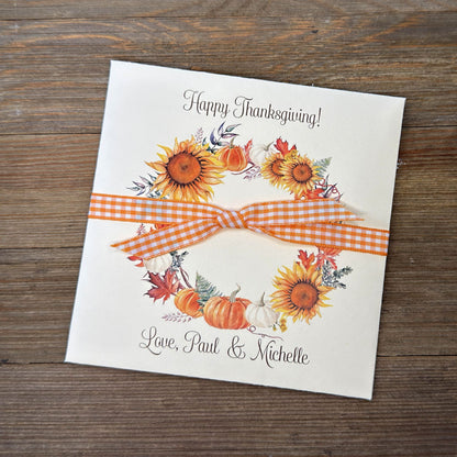 Perfect for your Friendsgiving gathering, these custom Thanksgiving guest favors add a personal touch to your celebration. Customize with your name(s) to thank your guests for sharing the holiday with you.