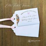 Pink Bow Bridal Shower Guest Favors,&nbsp; Celebrate your bride-to-be with these charming&nbsp; favors that guests will adore&nbsp; Each favor can be customized with names, date, She's Tying the Knot, Hope you hit the Jackpot.&nbsp; Printed on white card stock,&nbsp; your choice of pink or black bow.