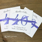 Reveal the fun with our Scratch Card Birthday Party Favors—interactive keepsakes that delight guests of all ages. Enclose a scratch card inside these beautiful envelopes, perfect for adding an extra layer of excitement to your celebration. Ideal for birthday parties, these customizable favors let you personalize for the guest of honor.&nbsp; Constructed from durable white cardstock, shipped to you assembled and ready for your event.&nbsp; Your choice of number and ribbon color, customize for any birthday.