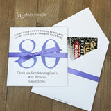 Scratch Off Birthday Party Favors add an interactive element to your celebration. Guests will find a scratch off ticket tucked inside—perfect for keeping everyone entertained. Ideal for birthday parties of any size, these customizable favors work as icebreakers or thank-you gifts. Printed on durable white cardstock ensures they hold up through the party. Personalize with names, date, and a sweet message.&nbsp; Choice of birthday number color and ribbon color to match your party theme.