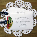 Our 21st birthday party favors are personalized for the guest of honor,