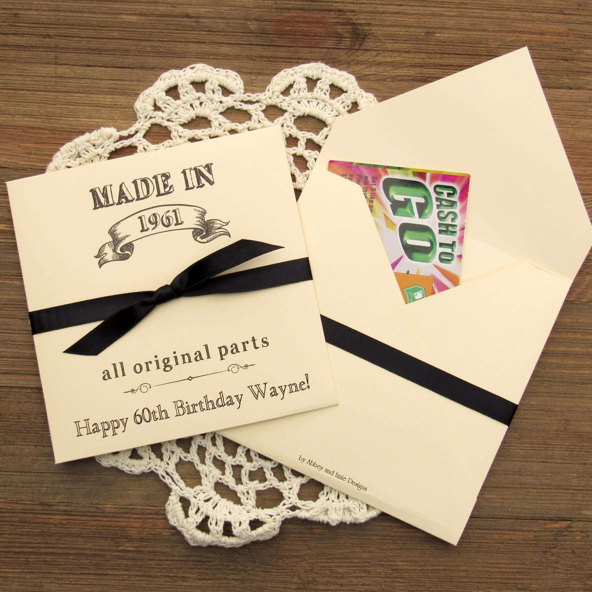 Vintage Birthday Party Favors , slide a lotto ticket in for a fun ice breaker.  Your choice of envelope and ribbon color which comes attached.  