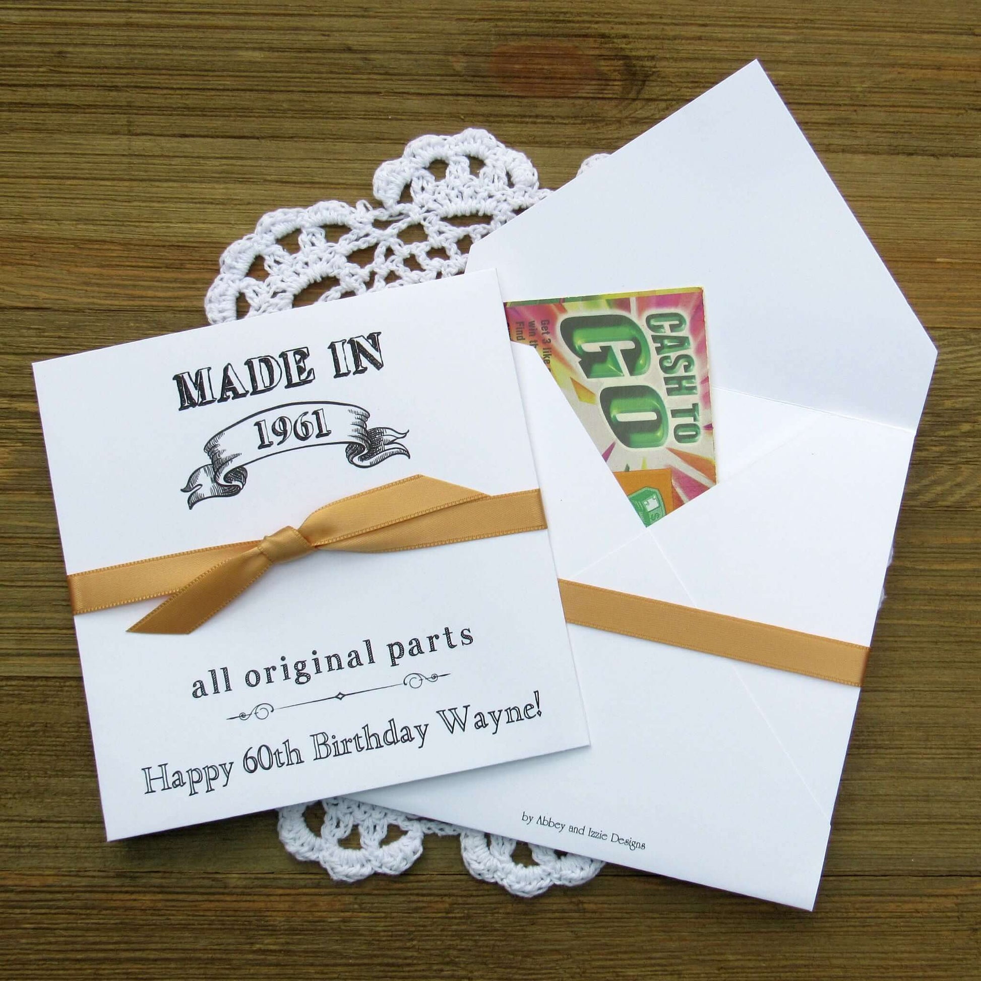 Vintage Birthday Party Favors , slide a lotto ticket in for a fun ice breaker.  Your choice of envelope and ribbon color which comes attached.  