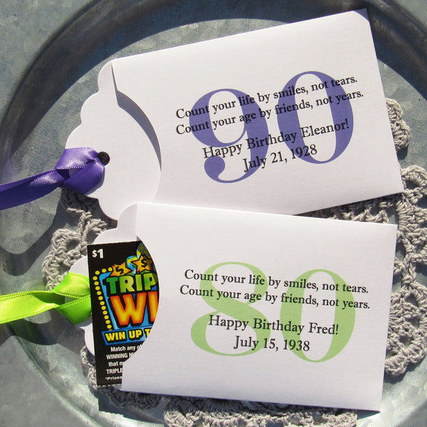 Thanks a Lotto Adult Birthday Favor. Bday Scratch off Card Holder. Lottery  Ticket Favor. 30 40 50 60 70 Vintage Party Tags. Set of 2. 
