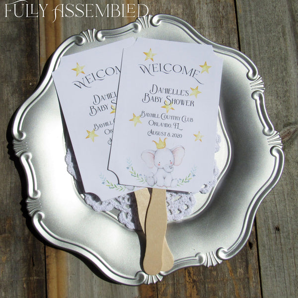 Your party guests will rejoice in the sweet relief our baby shower elephant favor fans