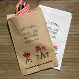 Silverware bags for family reunion, personalized with a barbecue theme.  Personalized utensil bags for family reunion or family barbecue.  